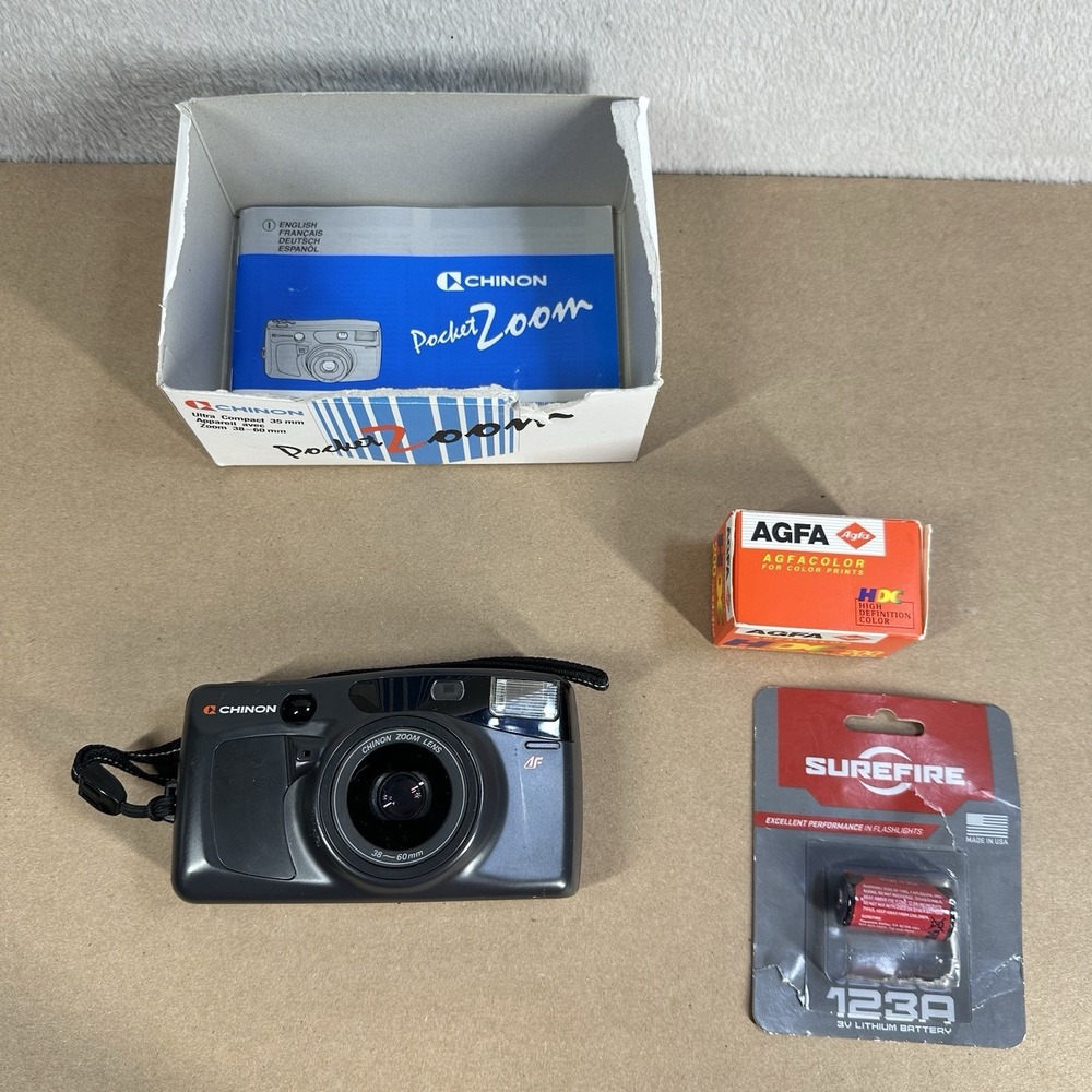 Chinon Pocket Zoom 35mm Compact Film Camera Auto Focus TESTED New Battery